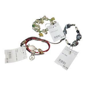 Bracelet Bundle 3 Pc Set - 4 leaf clover, Beaded, & Peace